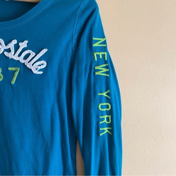 Y2K Aeropostale Long Sleeve Tee Shirt Woman Large Blue Spellout Streetwear - Picture 6 of 14
